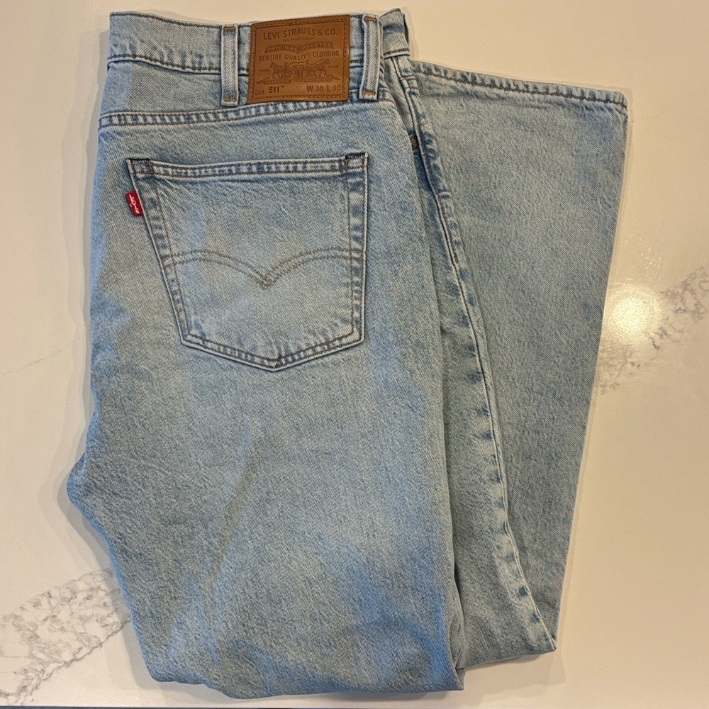 Levi’s 511 Slim Fit Jeans Men’s 38x30 Light Wash Premium Denim Stretch - Picture 5 of 5